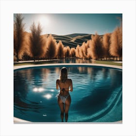 Portrait Of A Woman In A Pool Canvas Print