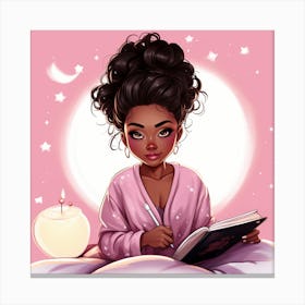 Black Girl Reading A Book 3 Canvas Print