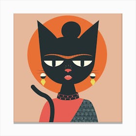 Black Cat Frida Kahlo Canvas Print