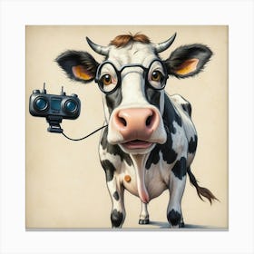 Cow With A Remote Control Canvas Print