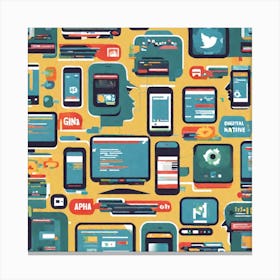 Seamless Pattern Of Mobile Devices Canvas Print