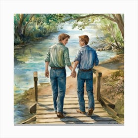 Two Lovers On A Bridge Canvas Print