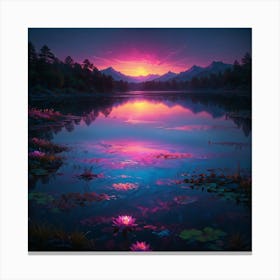 Sunset Over A Lake 1 Canvas Print