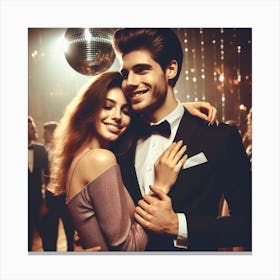 Young Couple At Disco Canvas Print