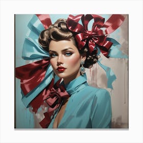 Girl With Bows Canvas Print