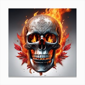 Halloween Skull Fire Blood Ultra Hd Realistic Vivid Colors Highly Detailed Uhd Drawing Pen Canvas Print
