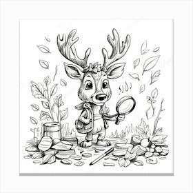 Deer With A Magnifying Glass 4 Canvas Print