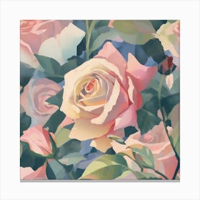 Pink Roses Wallpaper Canvas Print