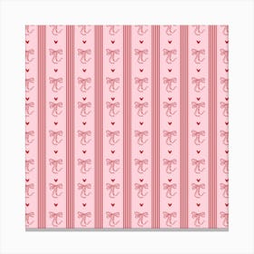 Striped Bow Wall Art | Girly Gallery Wall Art | Pink & Red 1 Stampe su tela