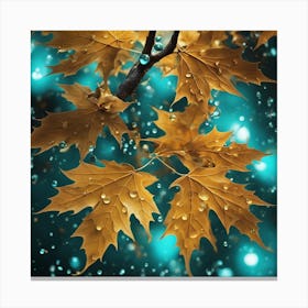 A Colorful Painting With A Brown Maple, In The Style Of Luminous Spheres, Dark Yellow And Turquoise, Canvas Print