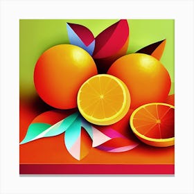 Oranges And Leaves - Digital Art Canvas Print