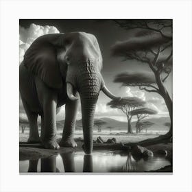 Elephant In The Savannah Canvas Print