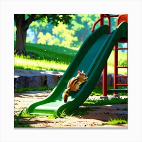 Chipmunk On A Slide Canvas Print