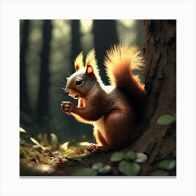 Red Squirrel In The Forest 47 Canvas Print