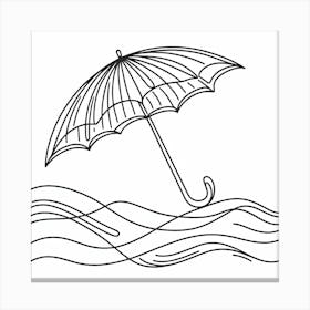 One line, An umbrella, Picasso style 3 Canvas Print