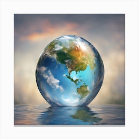 Earth Globe In Water Canvas Print