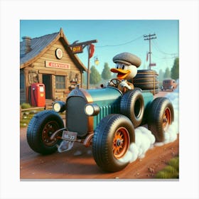 Donald Duck In A Car 4 Canvas Print