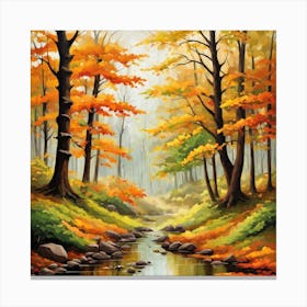 Forest In Autumn In Minimalist Style Square Composition 95 Canvas Print