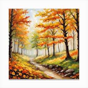 Forest In Autumn In Minimalist Style Square Composition 250 Canvas Print