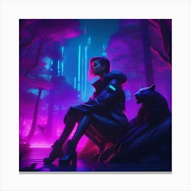 Girl In The Neon Forest Canvas Print