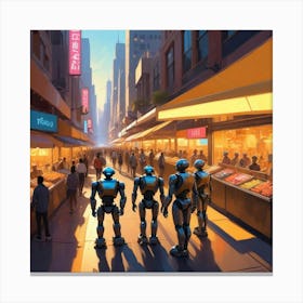 Robots In The City Canvas Print