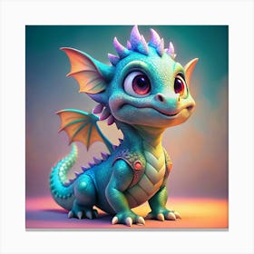 Cute Cartoon Dragon Canvas Print