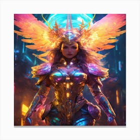 Futuristic Girl With Wings Canvas Print