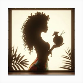 Tropical Woman Silhouette Canvas Print