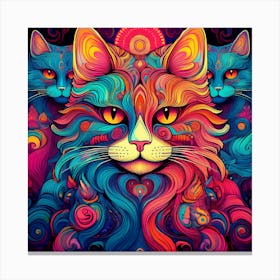 Psychedelic Cat Portrait Canvas Print