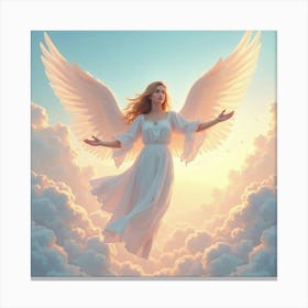 Angelic Being Surrounded By A Pastel Watercolor Sky 1 Canvas Print