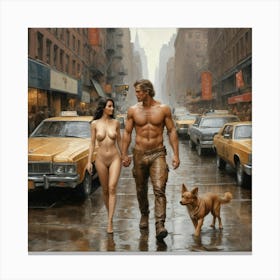 Couple In New York City Canvas Print