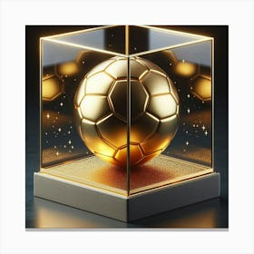 Golden Soccer Ball In A Glass Box Canvas Print