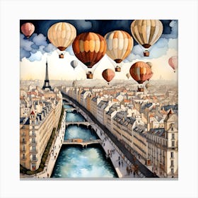 Paris Skyline Hot Air Balloon Ride Canvas Print
