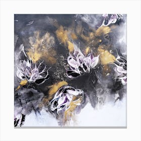 Black And Gold Floral Abstract 2 Square Canvas Print