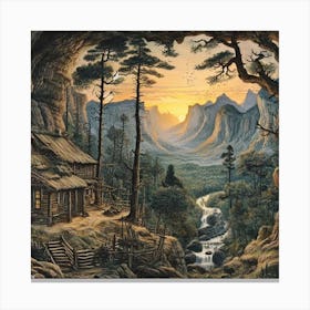 Cabin In The Woods 3 Canvas Print