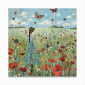 Poppies And Butterflies Canvas Print