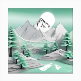 3d Paper Art Mint Green Landscape Canvas Print