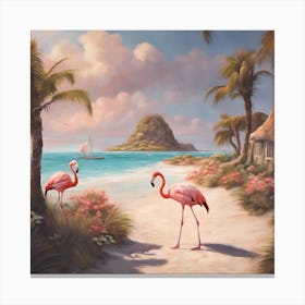 0 Flamingo On The Island Of Aruba? Esrgan V1 X2plus Canvas Print