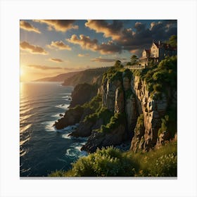 Sunset On The Cliff Canvas Print