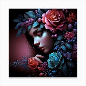 Girl With Roses 1 Canvas Print