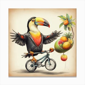 Toucan On A Bike Canvas Print