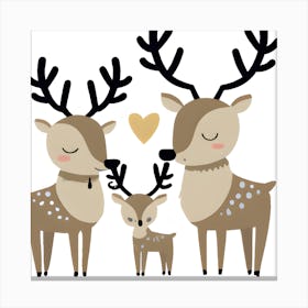 Cute Deer Family Canvas Print