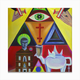 An Cubism Oil Painting Of Illuminati Canvas Print