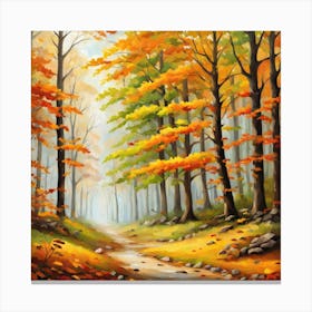 Forest In Autumn In Minimalist Style Square Composition 86 Canvas Print