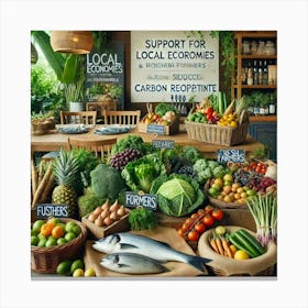 A Scene Showcasing Locally Sourced Ingredients For Canvas Print