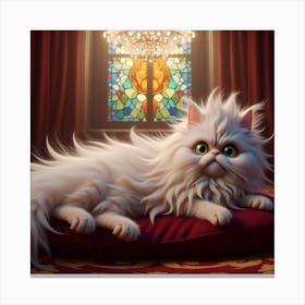 White Cat With Green Eyes Canvas Print