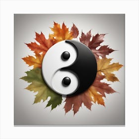 Autumn Leaves And Yin Yang Symbol Canvas Print