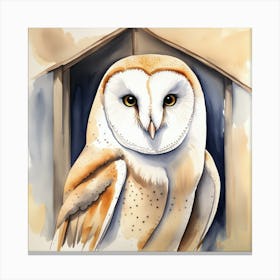 Barn Owl Watercolour2 Canvas Print