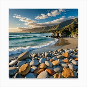 Rocky Beach At Sunset Canvas Print