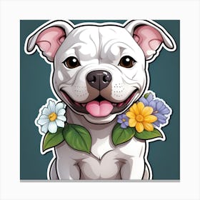 Dog With Flowers Canvas Print